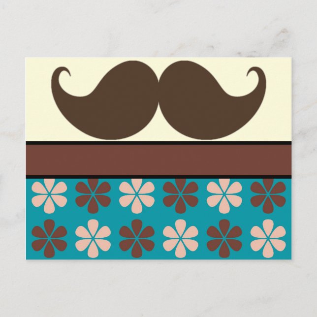 Handlebar Mustache auf Retro-Hintergrund Postkarte (Vorderseite)