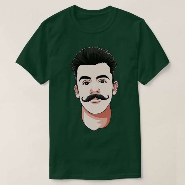 Handlebar Mustache Man Hipster Gesichtshaar T-Shirt (Design vorne)