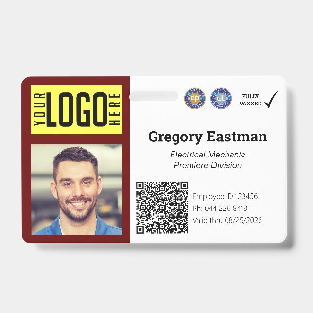 Händler QR Code Foto ID Red Abzeichen Ausweis (Vorderseite)