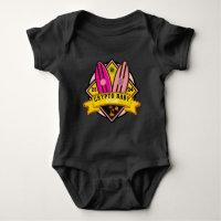 Händlerbaby mit Namensschildern Strand