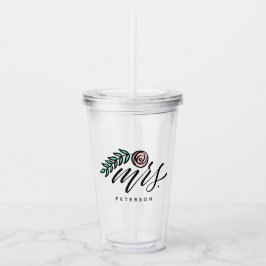 Handlettered Frau Your Name Acryltrinkbecher