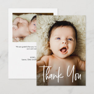 Handlettering Benutzerdefiniert 2 Fotos Baby Showe Dankeskarte