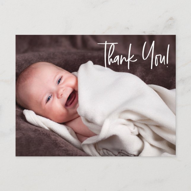 Handlettern Baby Girl Foto Babydusche Postkarte (Vorderseite)