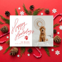 Handlettertes Red Happy Howlidays Paw Dog Foto