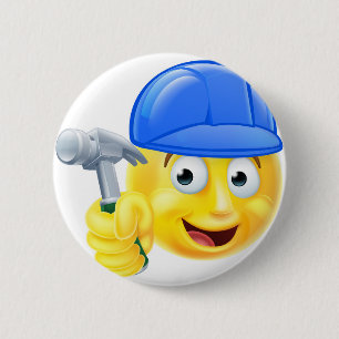Handlicher Mann-Tischler-Erbauer Emoji Emoticon Button