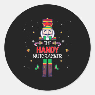 Handlicher Nussknacker Lustige Weihnachtsfamilie M Runder Aufkleber