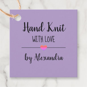 Handlicher Strick mit lila Liebe Geschenkanhänger