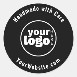 Handling mit Care Custom Logo Schwarz-weiß Runder Aufkleber