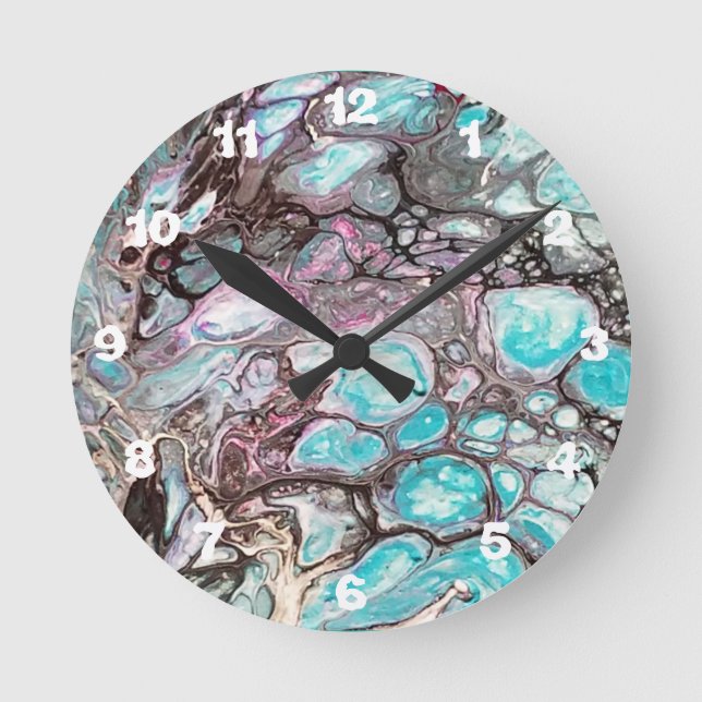 Handmade abstract painting - Kook Art - Wall Clock Runde Wanduhr (Vorderseite)