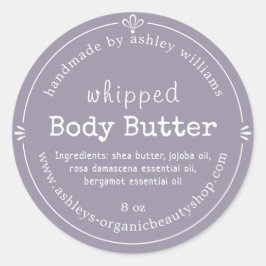 Handmade Bio Body Butter Label Lavendel Mist Runder Aufkleber