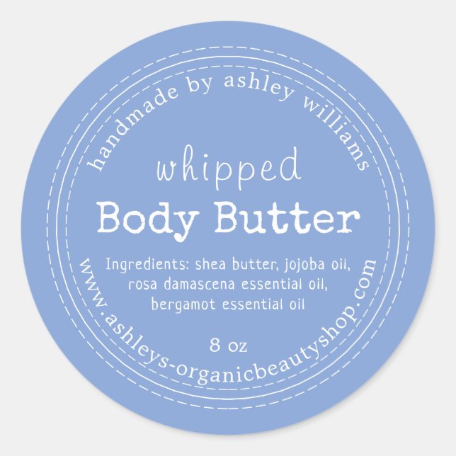 Handmade Body Butter Bio Business Blue Classic Runder Aufkleber (Vorderseite)