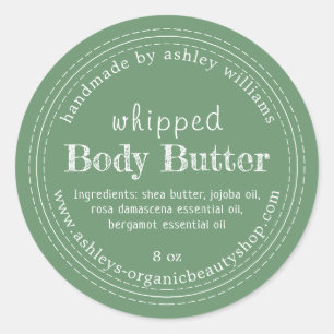 Handmade Body Butter Bio Business Green Label Runder Aufkleber
