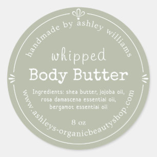 Handmade Body Butter Bio Business Green Runder Aufkleber
