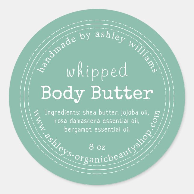 Handmade Body Butter Bio Business Green Runder Aufkleber (Vorderseite)