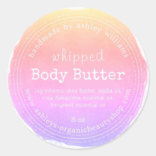 Handmade Body Butter Bio Business Ipanema Runder Aufkleber (Vorderseite)