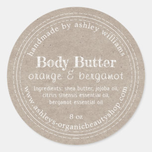 Handmade Body Butter Bio Business Kraft Label Runder Aufkleber