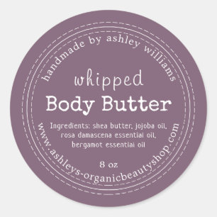 Handmade Body Butter Bio Business Lila Runder Aufkleber