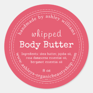 Handmade Body Butter Bio Business Pink Runder Aufkleber