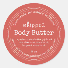 Handmade Body Butter Bio Business Warm Rot Runder Aufkleber