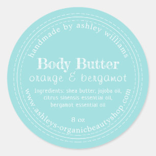 Handmade Body Butter Bio Geschäft Türkis Runder Aufkleber
