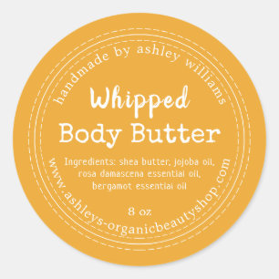 Handmade Body Butter Gelbe Bio Jack-Label Runder Aufkleber