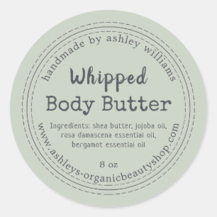 Handmade Body Butter Green Bio Business Label Runder Aufkleber