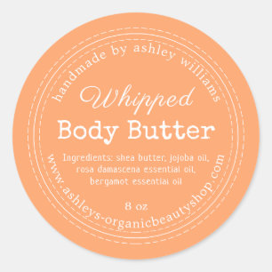 Handmade Body Butter Orange Bio Jar Label Runder Aufkleber