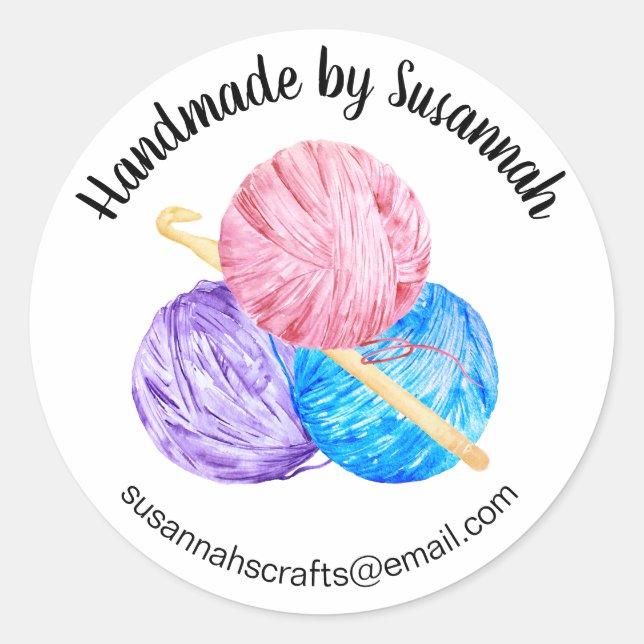 Handmade Business Crochet Runder Aufkleber (Vorderseite)