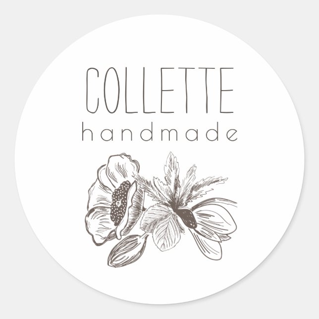 Handmade by Blume Logo Product Labels Runder Aufkleber (Vorderseite)