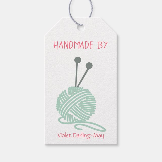Handmade by - Knetgarne und Betreuungsanleitungen Geschenkanhänger (Vorderseite)