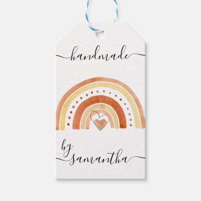 Handmade by Name with Care Instructions Rainbow Geschenkanhänger (Vorderseite)
