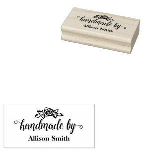 Handmade by Personalisiert mit Rose Briefmarke Gummistempel