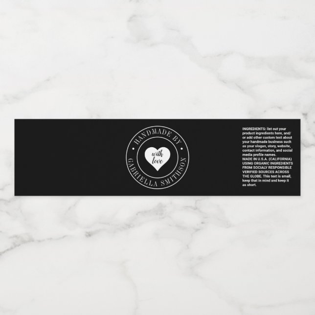 Handmade by Your Name Product Wrap Around Label (Einzelnes Label)