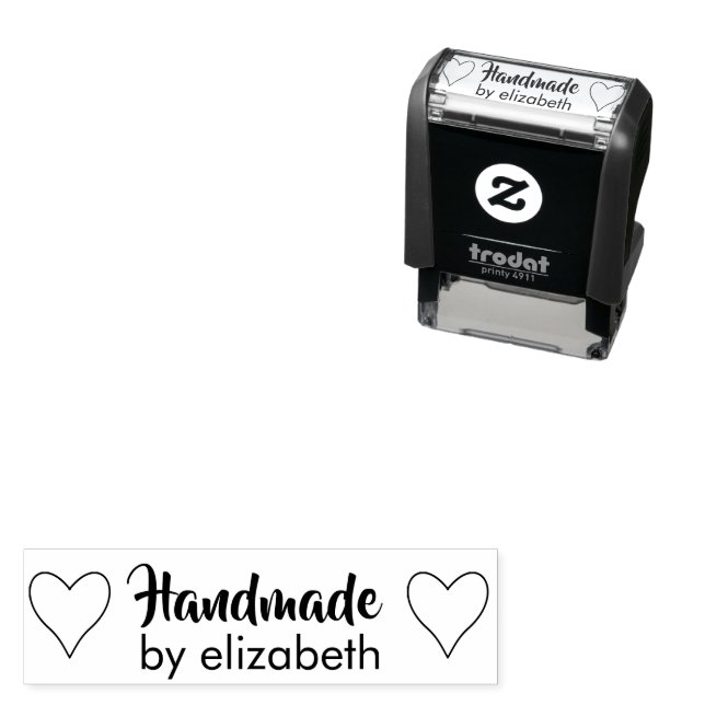 Handmade by your name with 2 herzen permastempel (Beispiel)