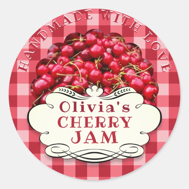 Handmade Cherry Jam Runder Aufkleber (Vorderseite)
