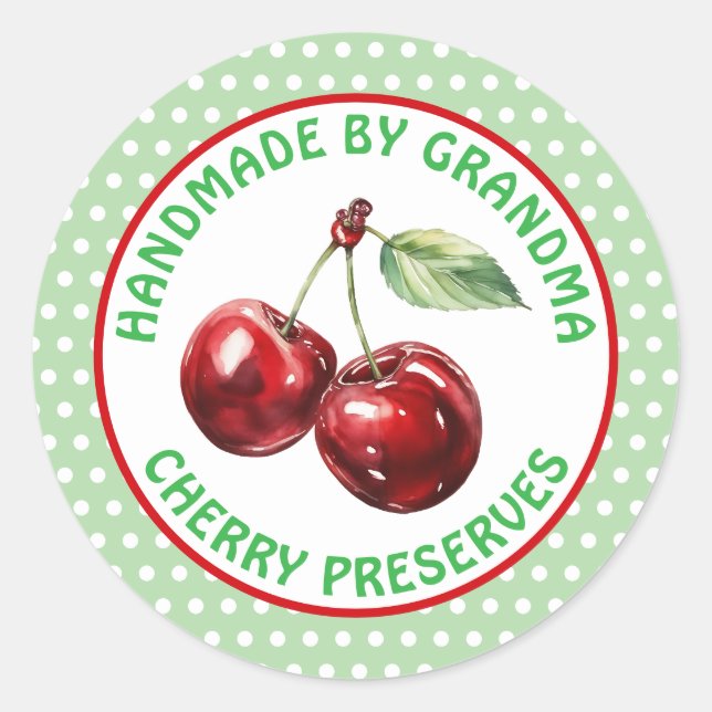 Handmade Cherry Preserve Personalisiert Runder Aufkleber (Vorderseite)