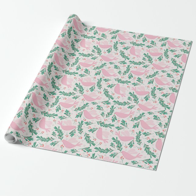 Handmade Christmas Dove of Peace Olive Branch Geschenkpapier (Ungerollt)