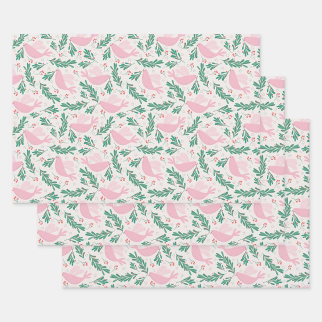 Handmade Christmas Dove of Peace Olive Branch Geschenkpapier Set (Set)