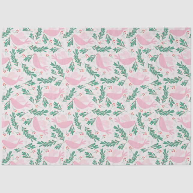 Handmade Christmas Dove of Peace Olive Branch Seidenpapier (Vorderseite)