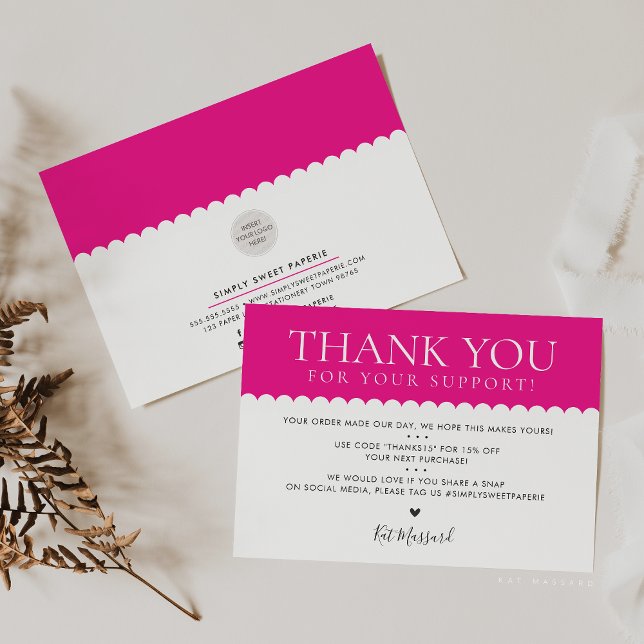 HANDMADE DANKEN SIE beruflich niedliche Fuschia ro Dankeskarte (Von Creator hochgeladen)
