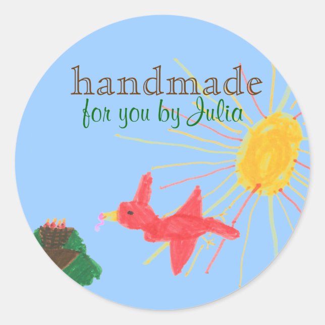 "Handmade"-Etikett Runder Aufkleber (Vorderseite)
