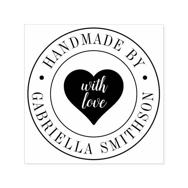 Handmade-Firmenname in Circle Niedlich Heart Logo Permastempel (Design)