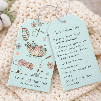 Handmade for You Crochet/Knit Care Instructions Geschenkanhänger