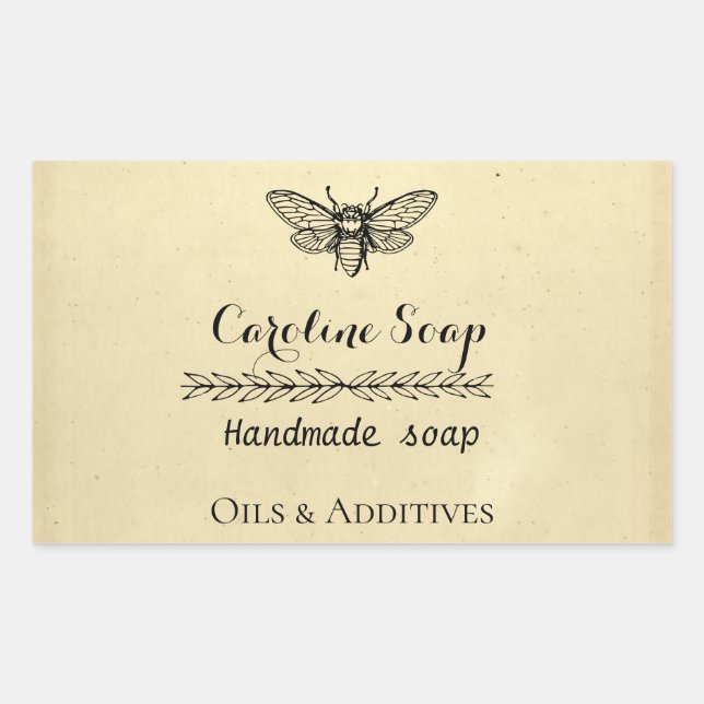 Handmade HONEY BEE Soap lable Rechteckiger Aufkleber (Vorderseite)