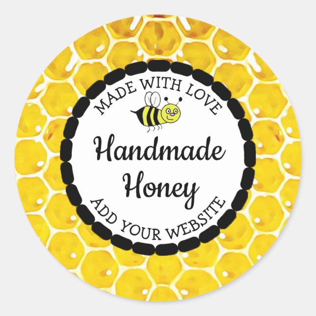 Handmade Honey Food Jar Labels Runder Aufkleber (Vorderseite)