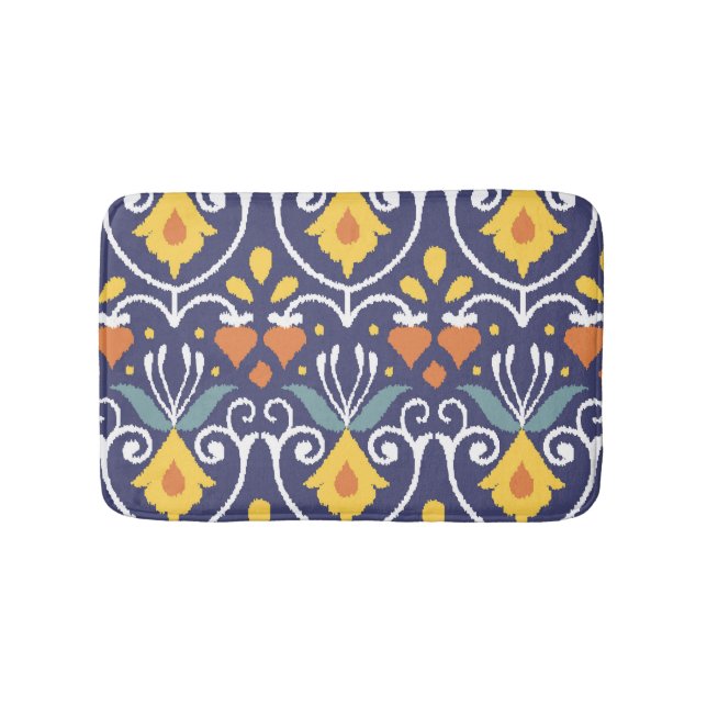 Handmade Ikat: Ethnic Boho Fabric Badematte (Vorderseite)