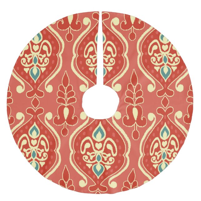 Handmade Ikat: Ethnic Boho Fabric Polyester Weihnachtsbaumdecke (Vorderseite)