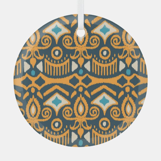 Handmade Ikat: ethnisches Stoffmuster Ornament Aus Glas (Vorderseite)
