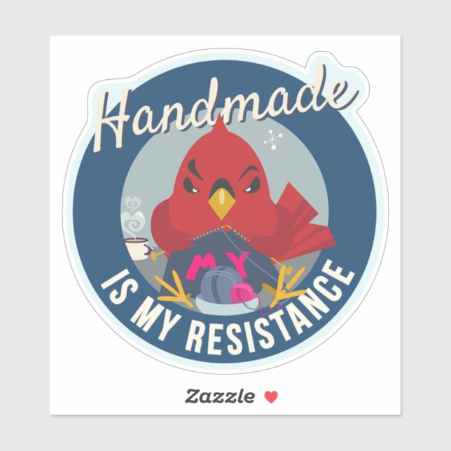 Handmade ist mein Widerstand Blau runder Button Aufkleber (Blatt)