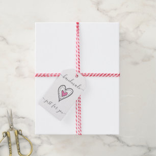 Handmade Just for You - Doodled Herz White Geschen Geschenkanhänger
